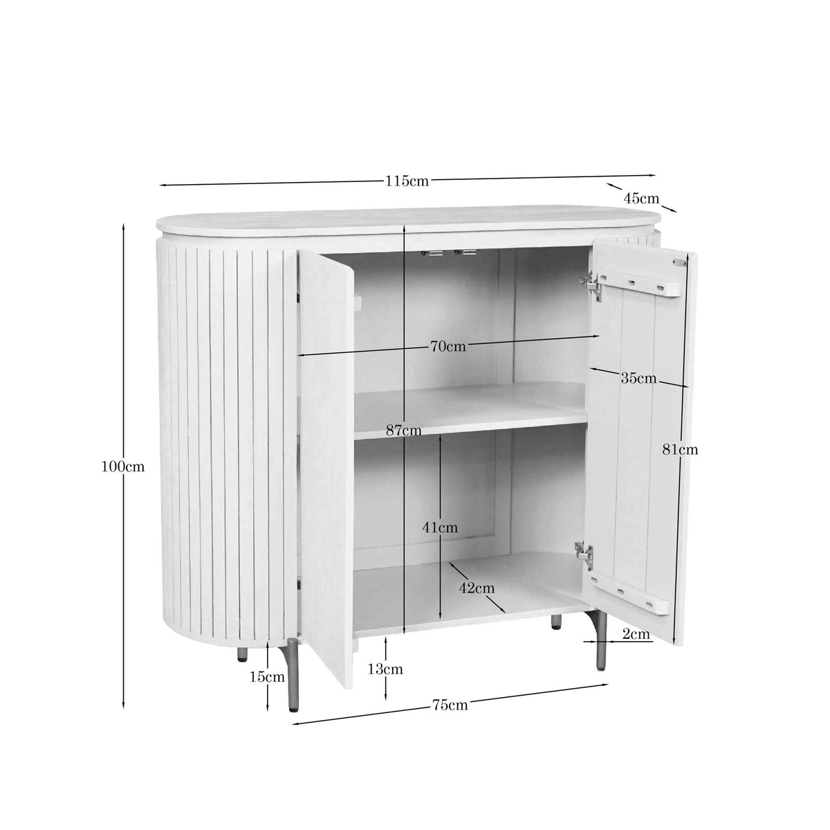 Kabinettschrank Solana Sand Mangoholz 115 cm