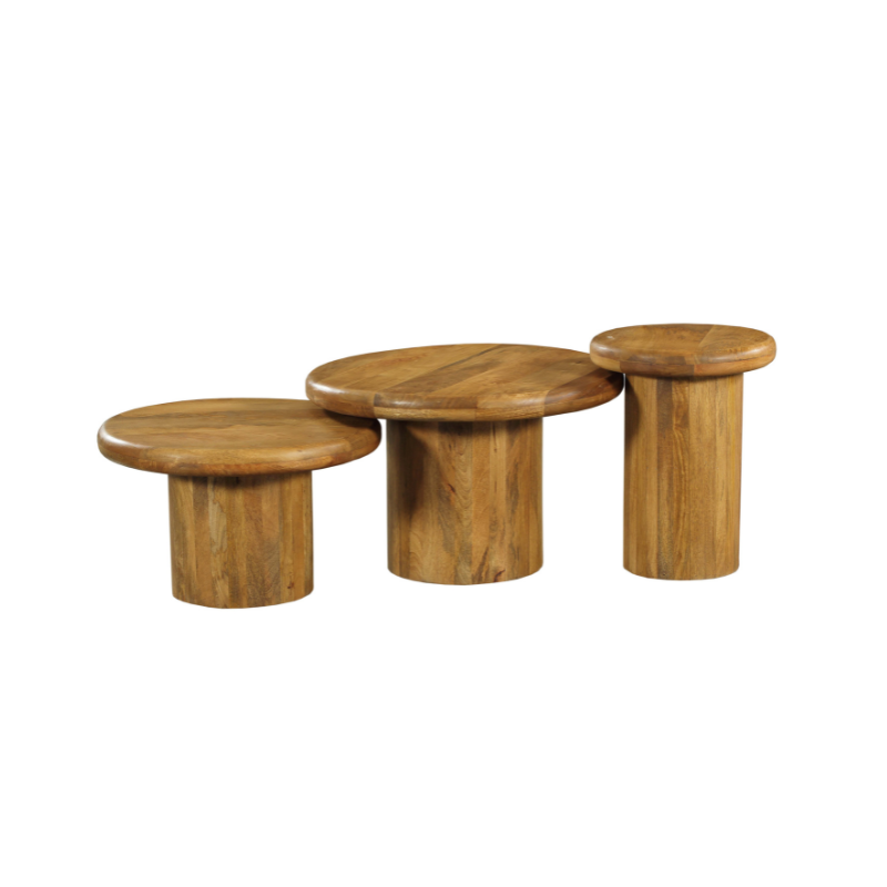 Couchtisch-Set Maya Natur Mangoholz 70 cm