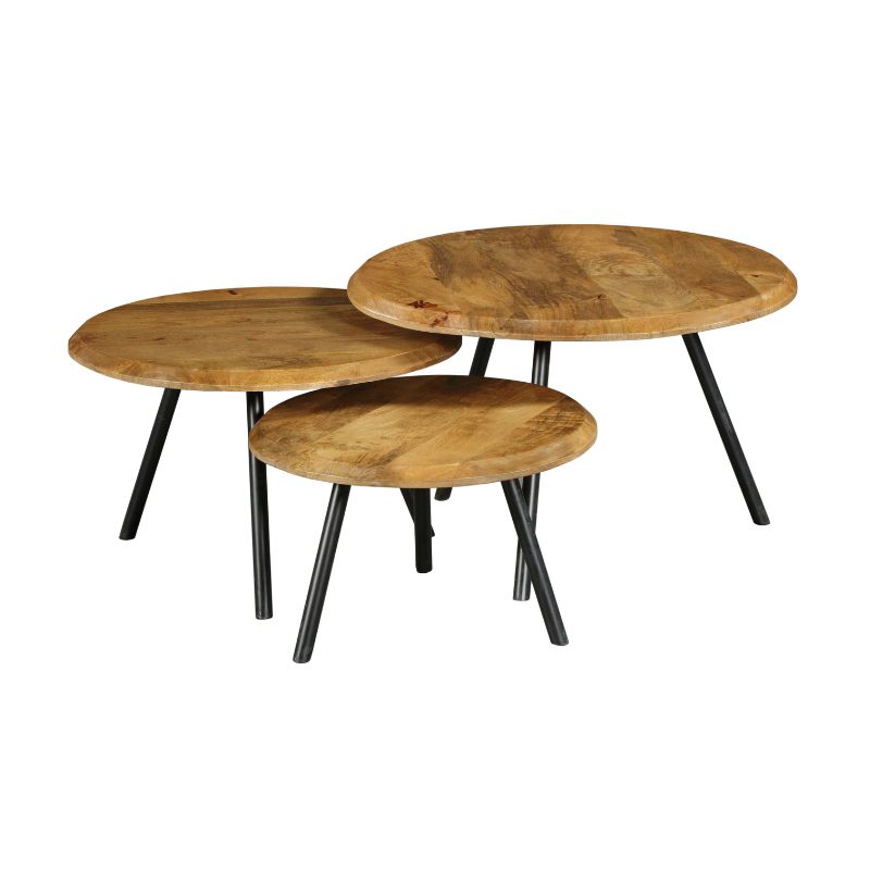 Couchtisch-Set rund Ohio Natur Mangoholz 70 cm