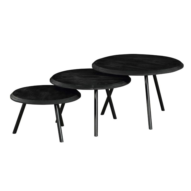 Couchtisch-Set Ohio Schwarz Mangoholz 70 cm