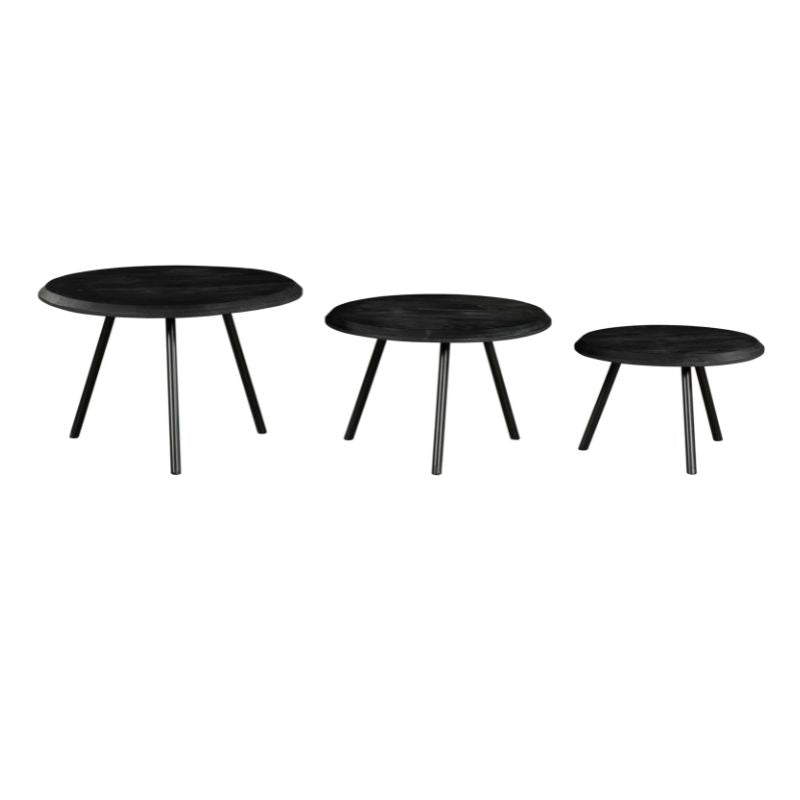 Couchtisch-Set Ohio Schwarz Mangoholz 70 cm
