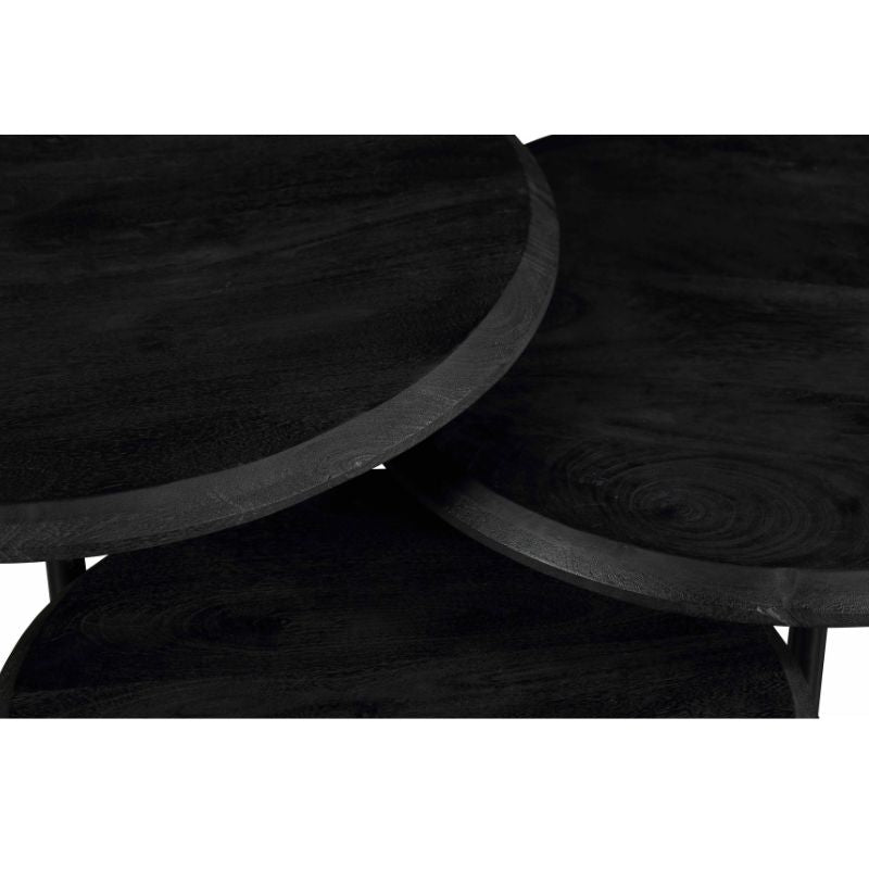 Couchtisch-Set Ohio Schwarz Mangoholz 70 cm