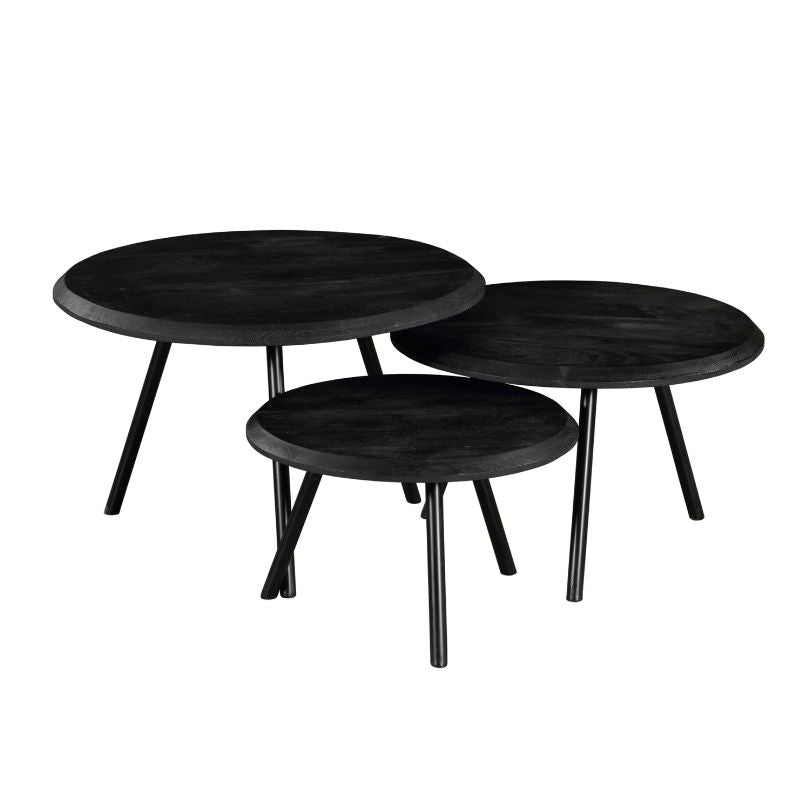 Couchtisch-Set Ohio Schwarz Mangoholz 70 cm