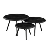 Couchtisch-Set Ohio Schwarz Mangoholz 70 cm