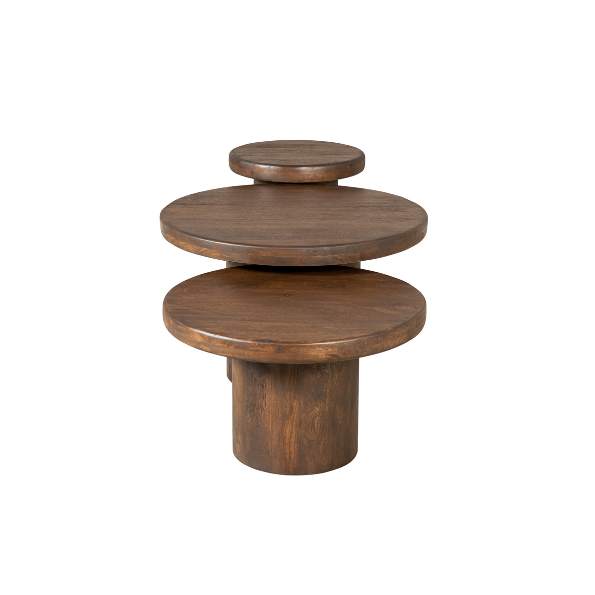 Couchtisch-Set Maya Braun Mangoholz 70 cm