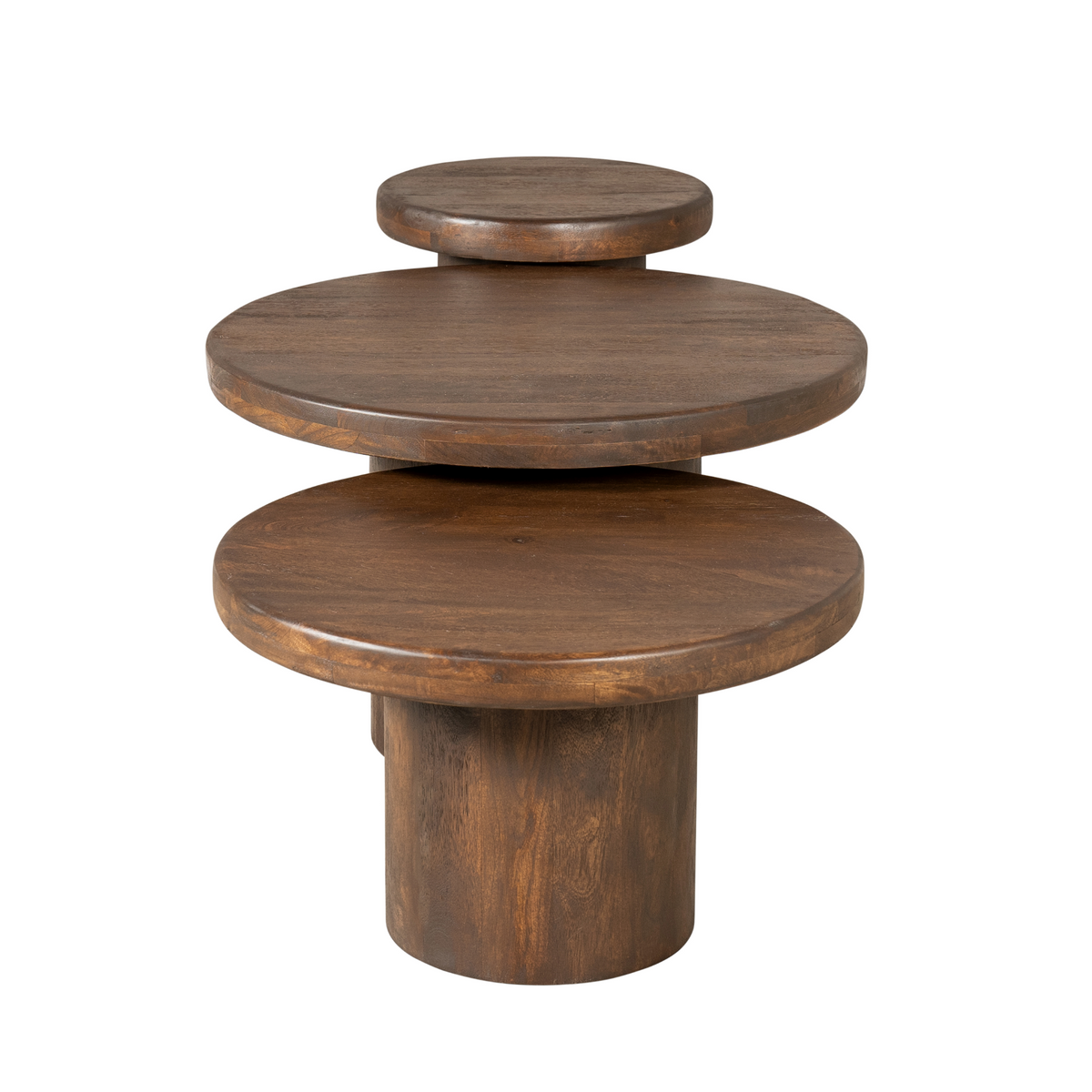 Couchtisch-Set Maya Braun Mangoholz 70 cm