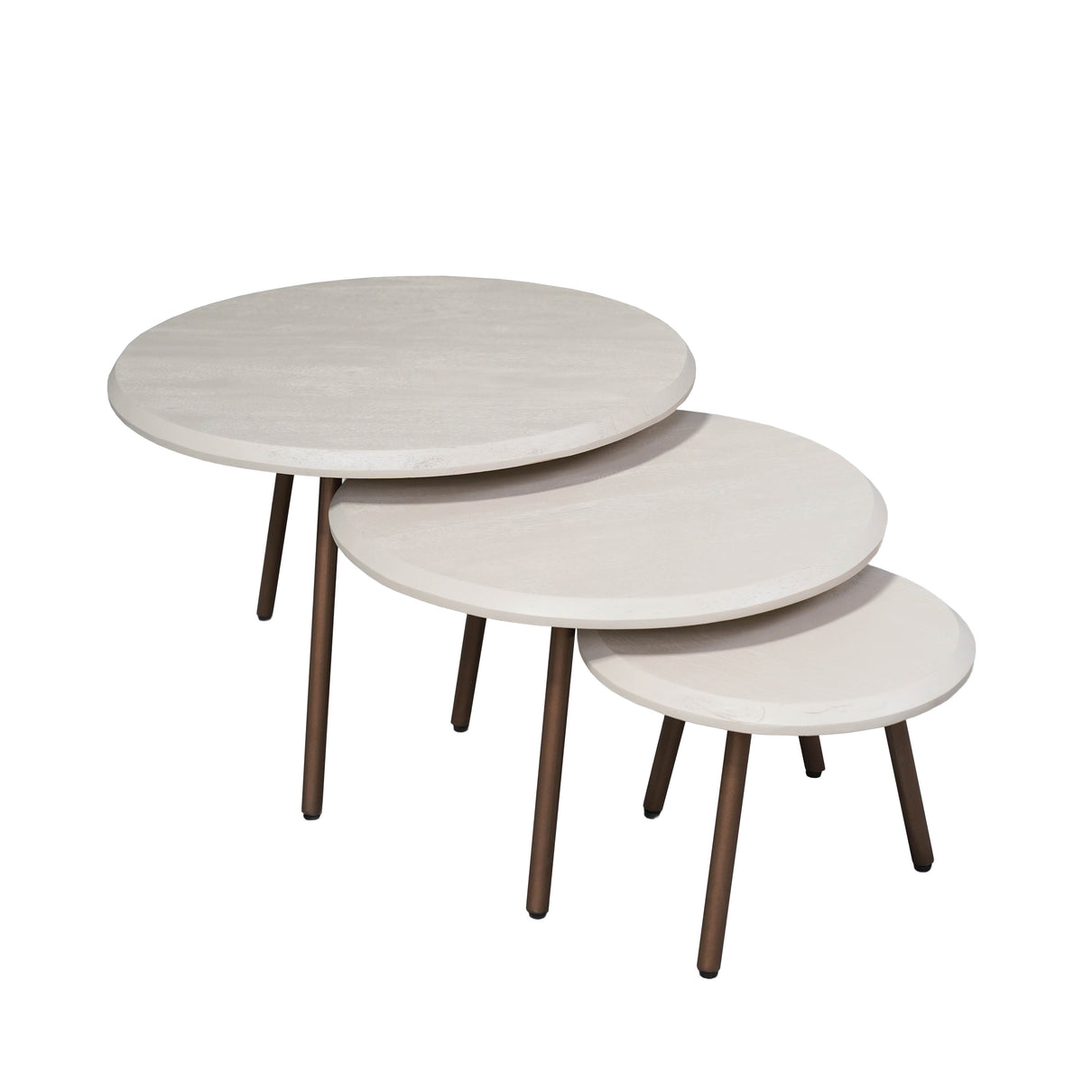 Couchtisch-Set rund Ohio Sand Mangoholz 70 cm