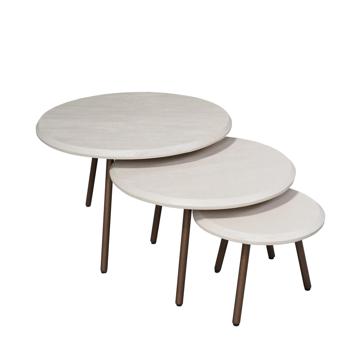 Couchtisch-Set rund Ohio Sand Mangoholz 70 cm