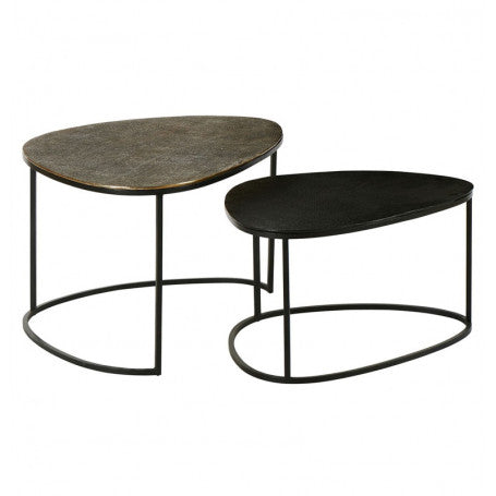 Couchtisch-Set Jarrel Schwarz Aluminium 90 cm