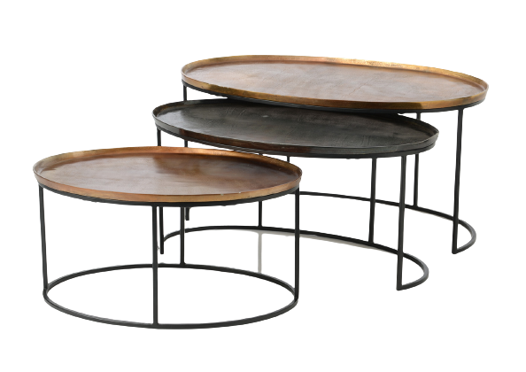Couchtisch-Set Raley Bronze/Schwarz Aluminium 100 cm