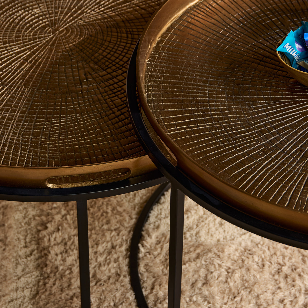 Couchtisch-Set rund Julie Bronze Aluminium 79 cm