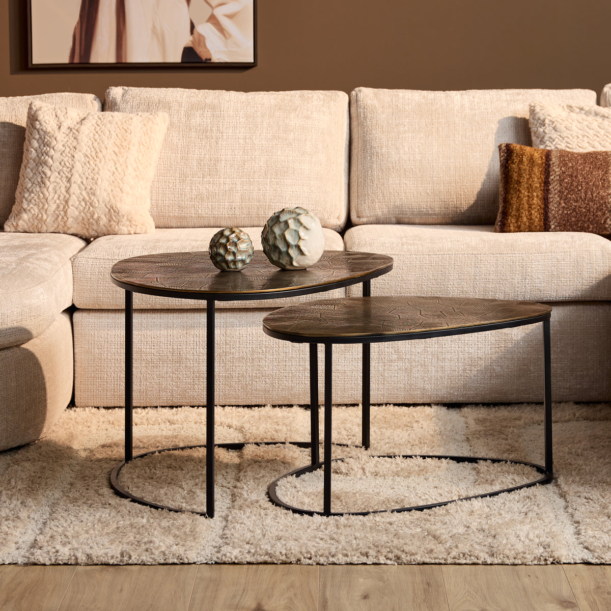 Couchtisch-Set Filou Gold Aluminium 90 cm