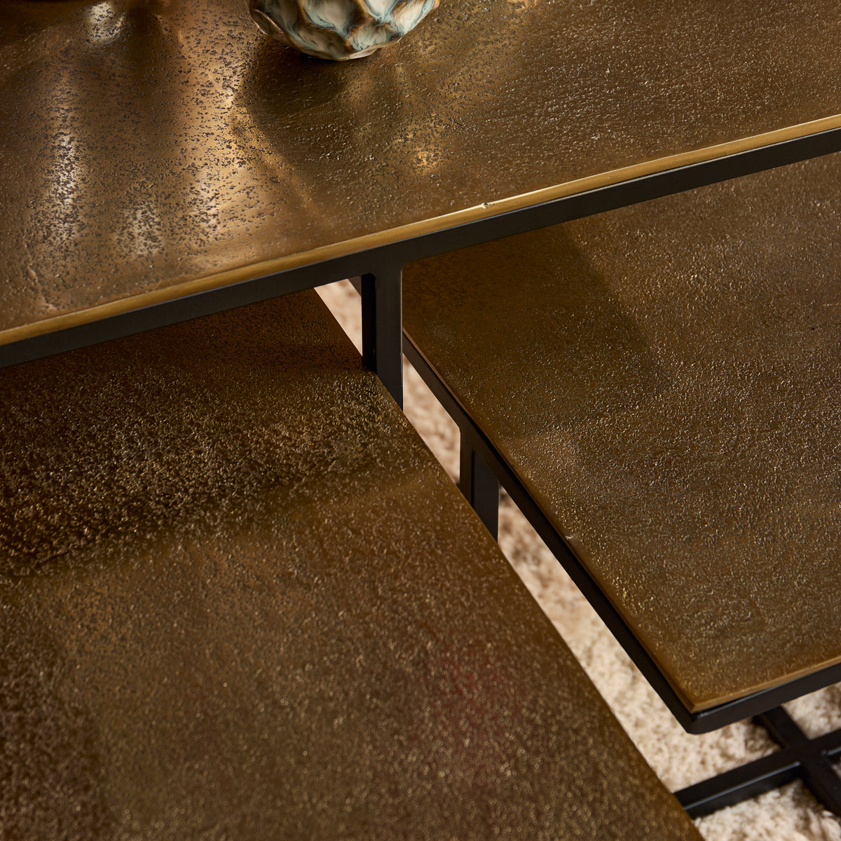 Couchtisch-Set quadratisch Joelle Bronze Aluminium 70 cm