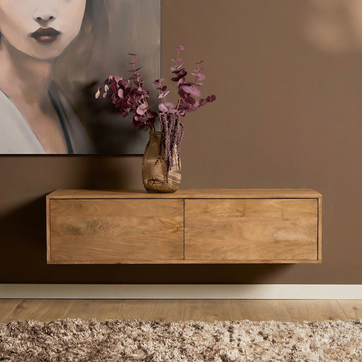 Hänge-TV-Lowboard Vision Natur Mangoholz 120 cm