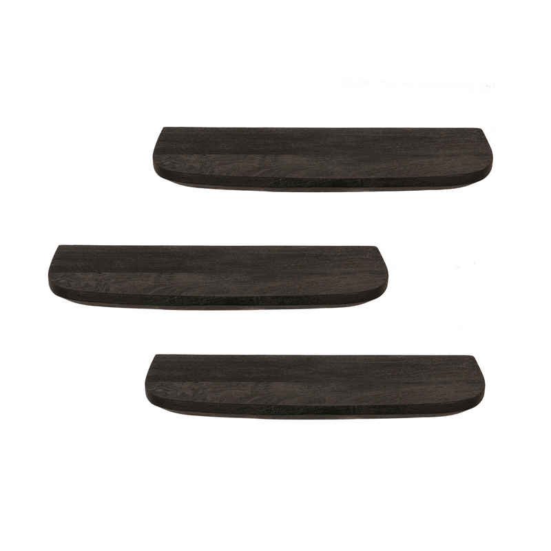 Wandregal Gusta Schwarz Mangoholz Set mit 3