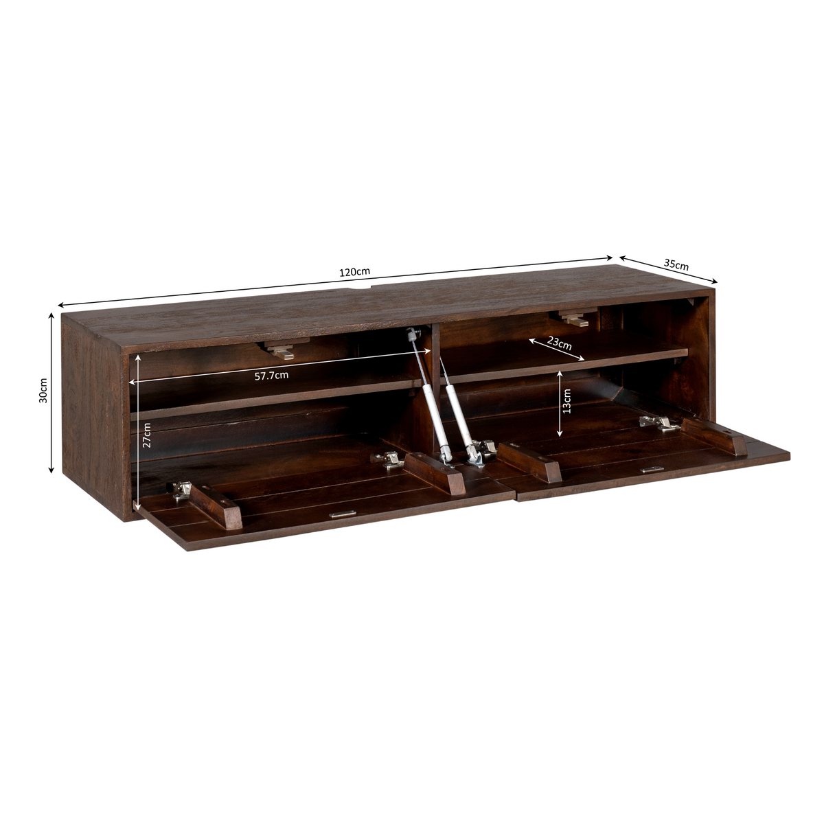 Hänge-TV-Lowboard Vision Braun Mangoholz in 4 Größen