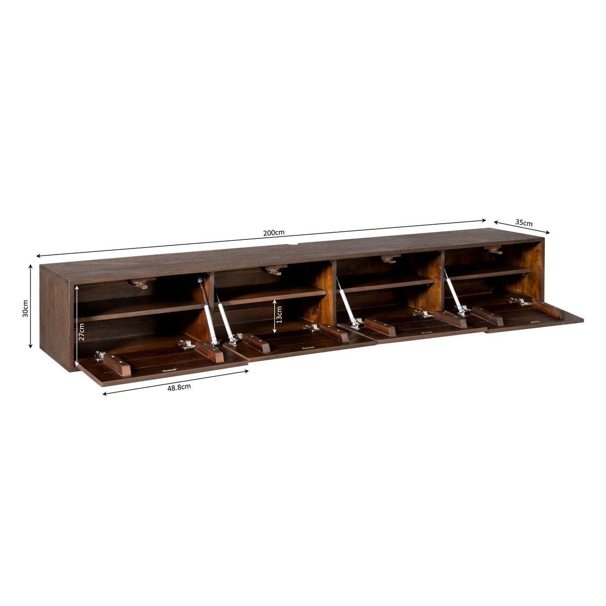 Hänge-TV-Lowboard Vision Braun Mangoholz in 4 Größen