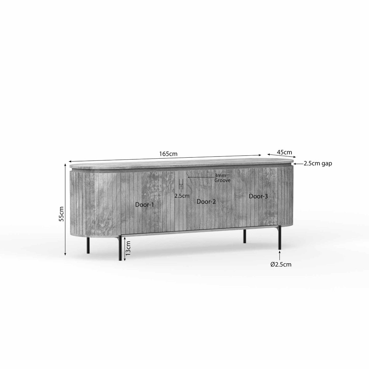 TV-Lowboard Solana Taupe Mangoholz in 2 Größen