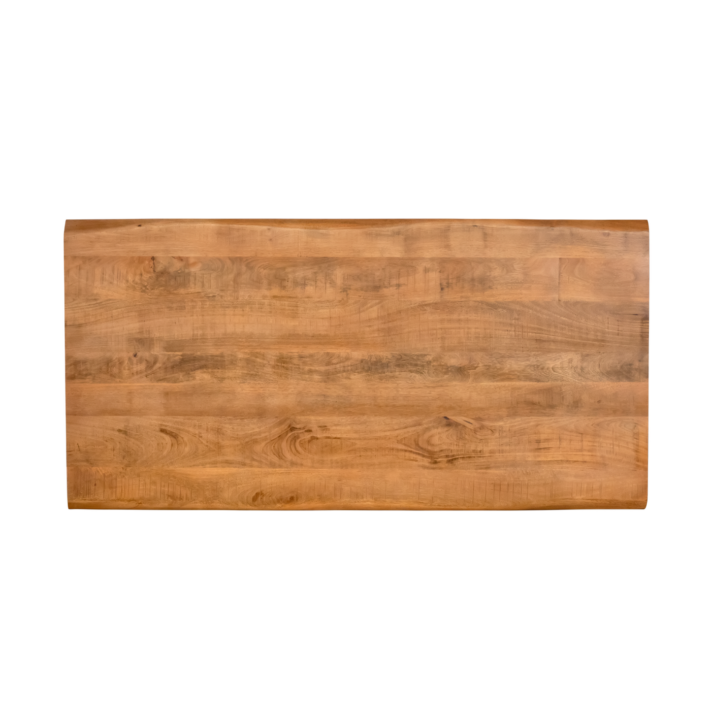 Esstisch Denber Baumkante Mangoholz hell 160 bis 300 cm in 6 cm mit Spider Gestell