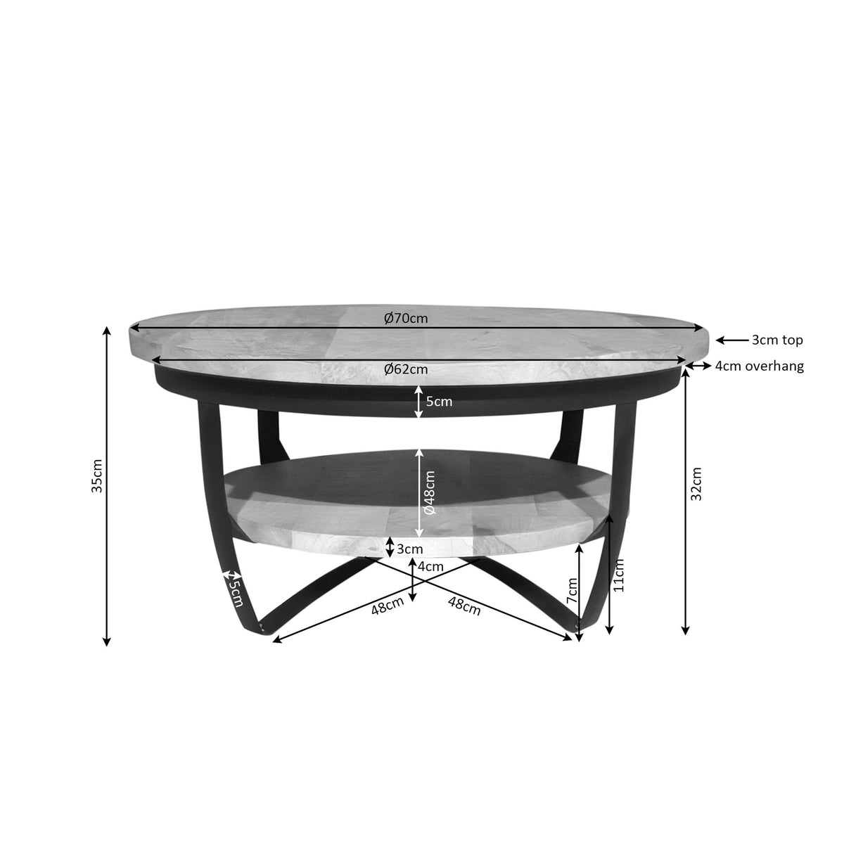 Couchtisch Paras Natur Mangoholz in 2 Größen