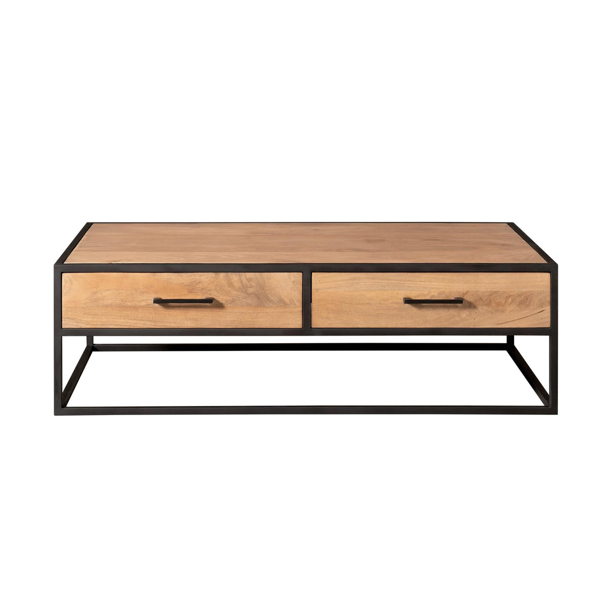 Couchtisch rechteckig Dakota mit Schubladen Natur Mangoholz 130 cm