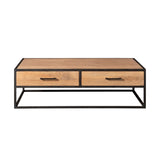Couchtisch rechteckig Dakota mit Schubladen Natur Mangoholz 130 cm
