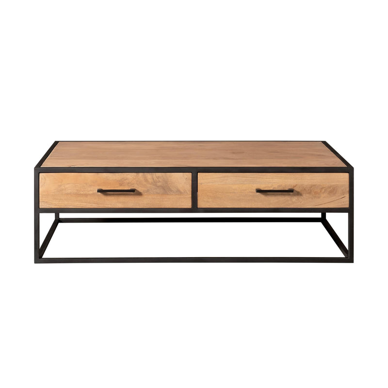 Couchtisch rechteckig Dakota mit Schubladen Natur Mangoholz 130 cm