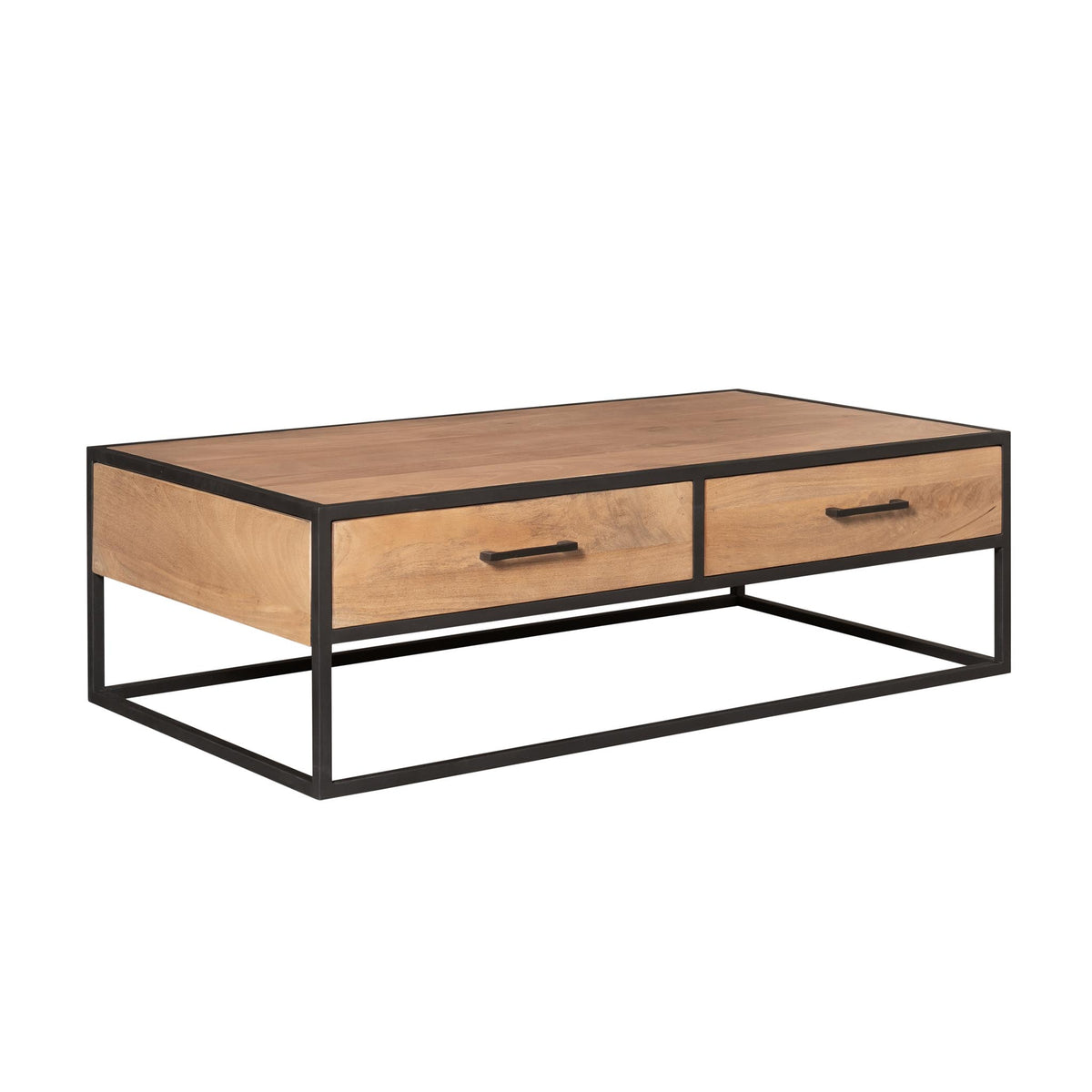 Couchtisch rechteckig Dakota mit Schubladen Natur Mangoholz 130 cm