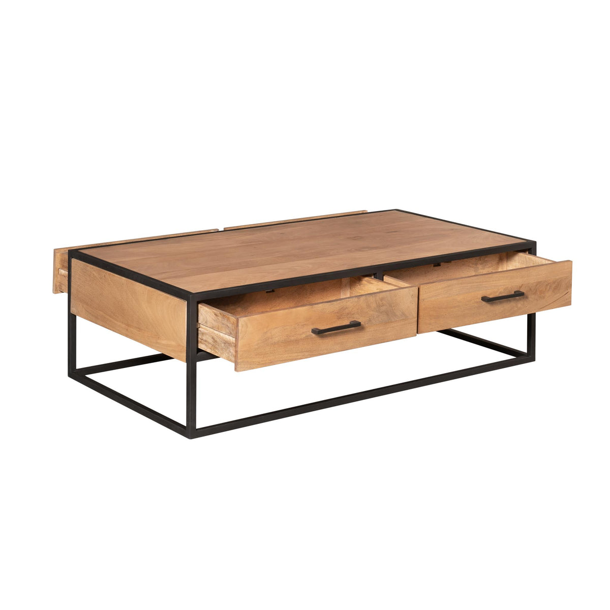 Couchtisch rechteckig Dakota mit Schubladen Natur Mangoholz 130 cm