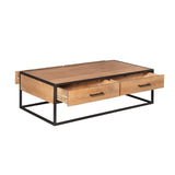 Couchtisch rechteckig Dakota mit Schubladen Natur Mangoholz 130 cm