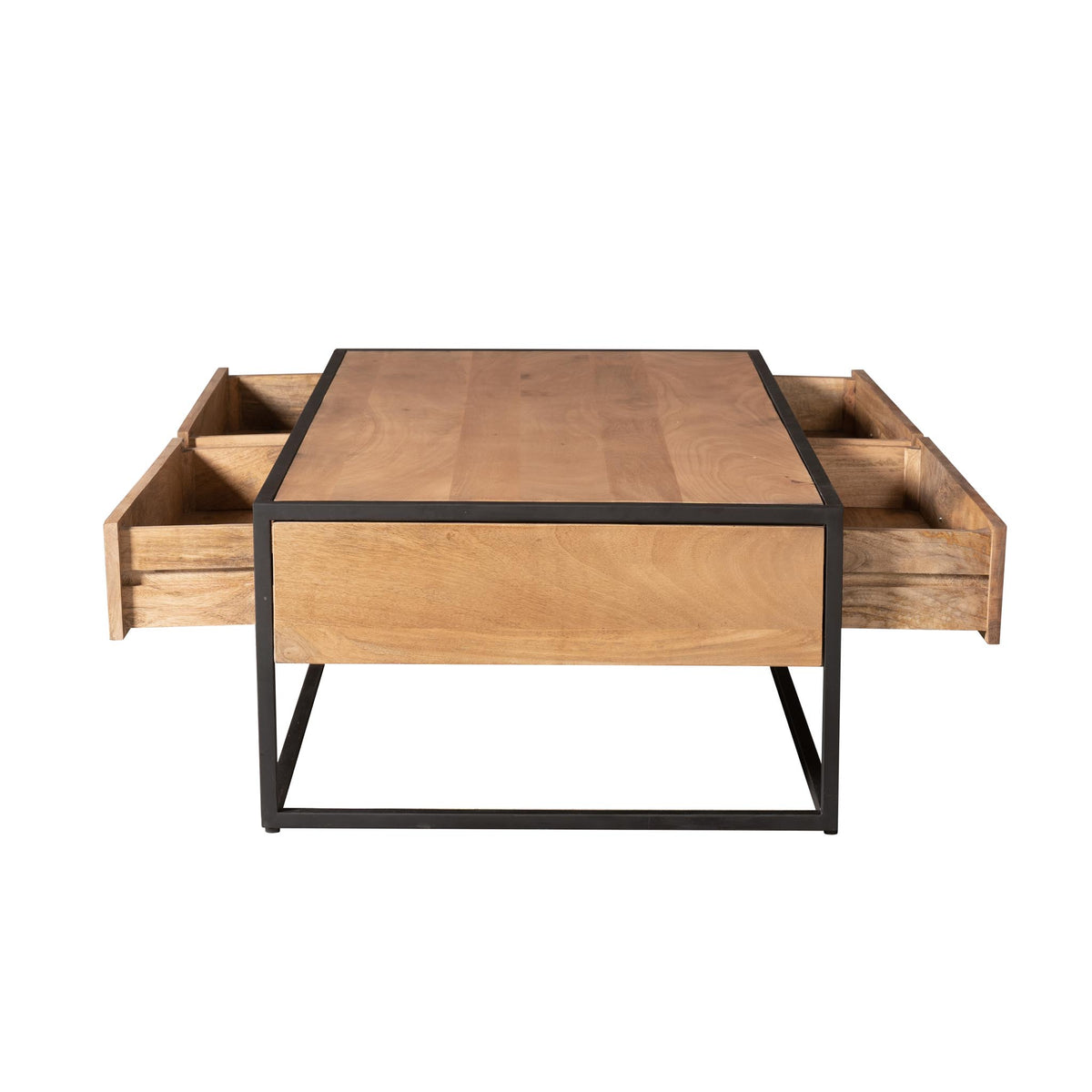 Couchtisch rechteckig Dakota mit Schubladen Natur Mangoholz 130 cm
