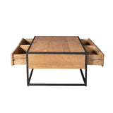 Couchtisch rechteckig Dakota mit Schubladen Natur Mangoholz 130 cm