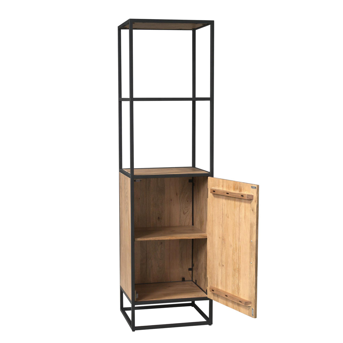 Bücherregal Dakota mit Tür Natur Mangoholz 55 cm