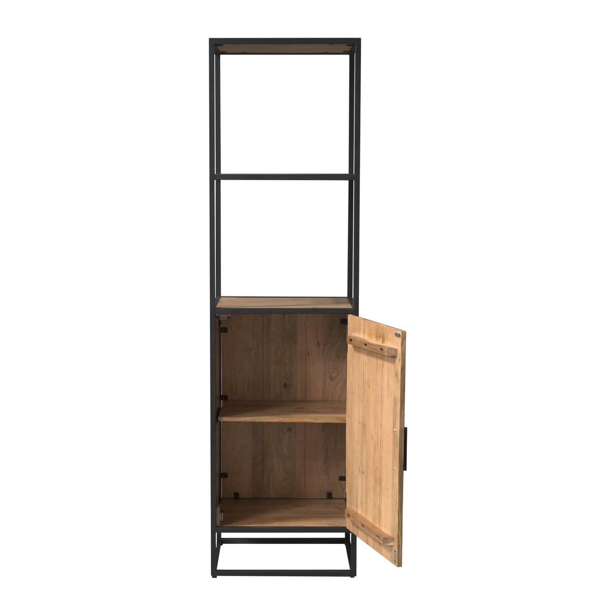 Bücherregal Dakota mit Tür Natur Mangoholz 55 cm