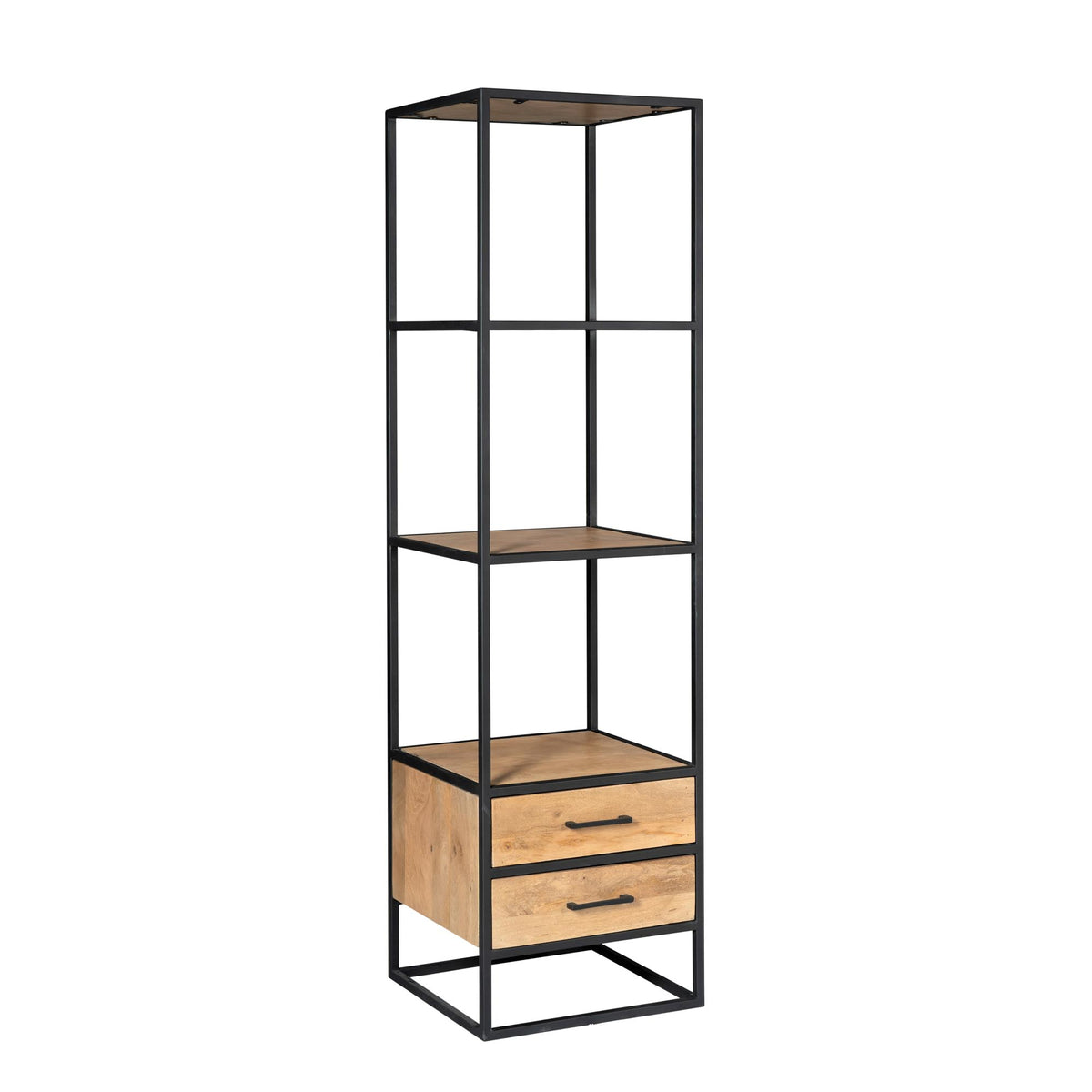 Bücherregal Dakota mit Schubladen Natur Mangoholz 55 cm