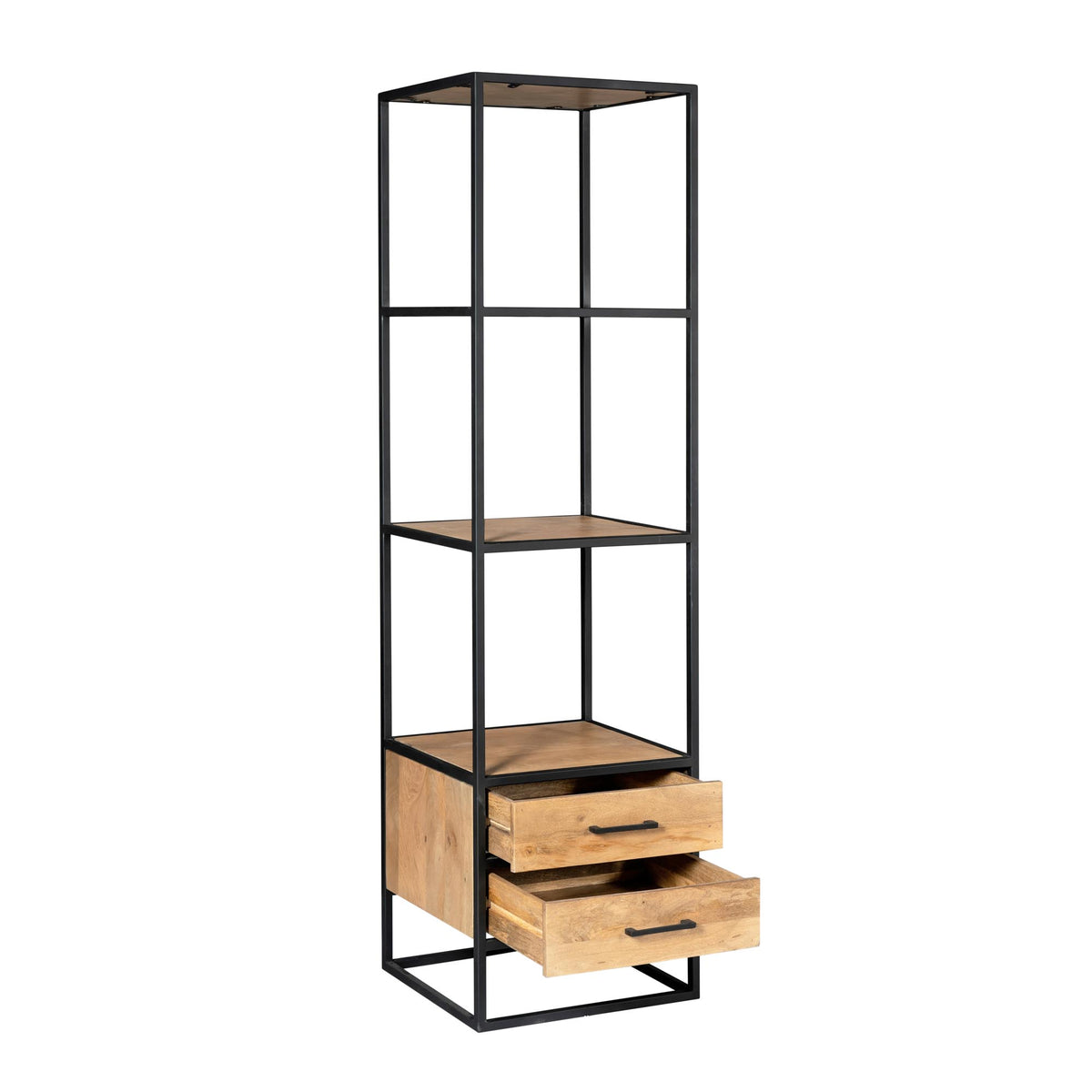Bücherregal Dakota mit Schubladen Natur Mangoholz 55 cm