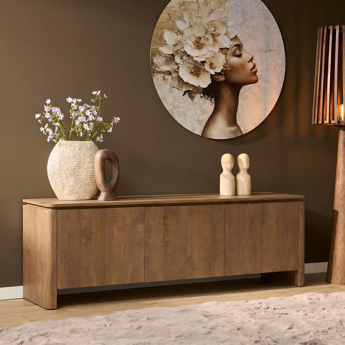 TV-Lowboard Dallas Natur Mangoholz 165 cm