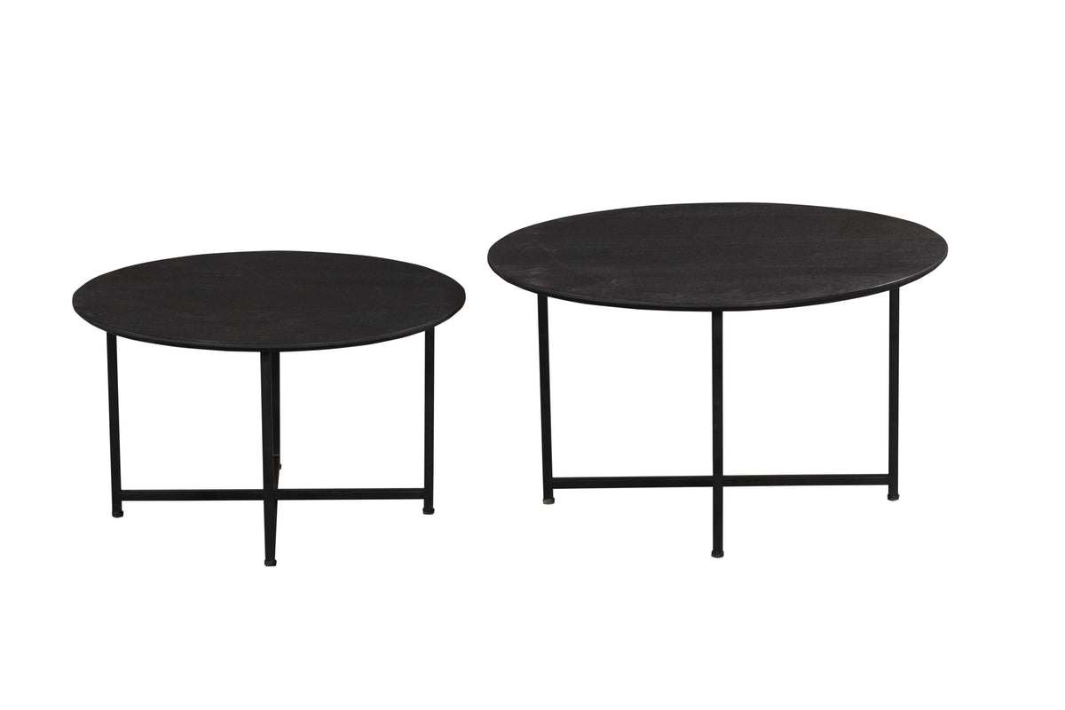 Couchtisch-Set Arlington Schwarz Mangoholz 70 cm