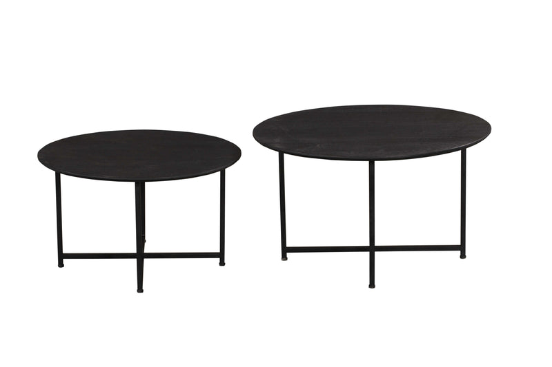 Couchtisch-Set Arlington Schwarz Mangoholz 70 cm