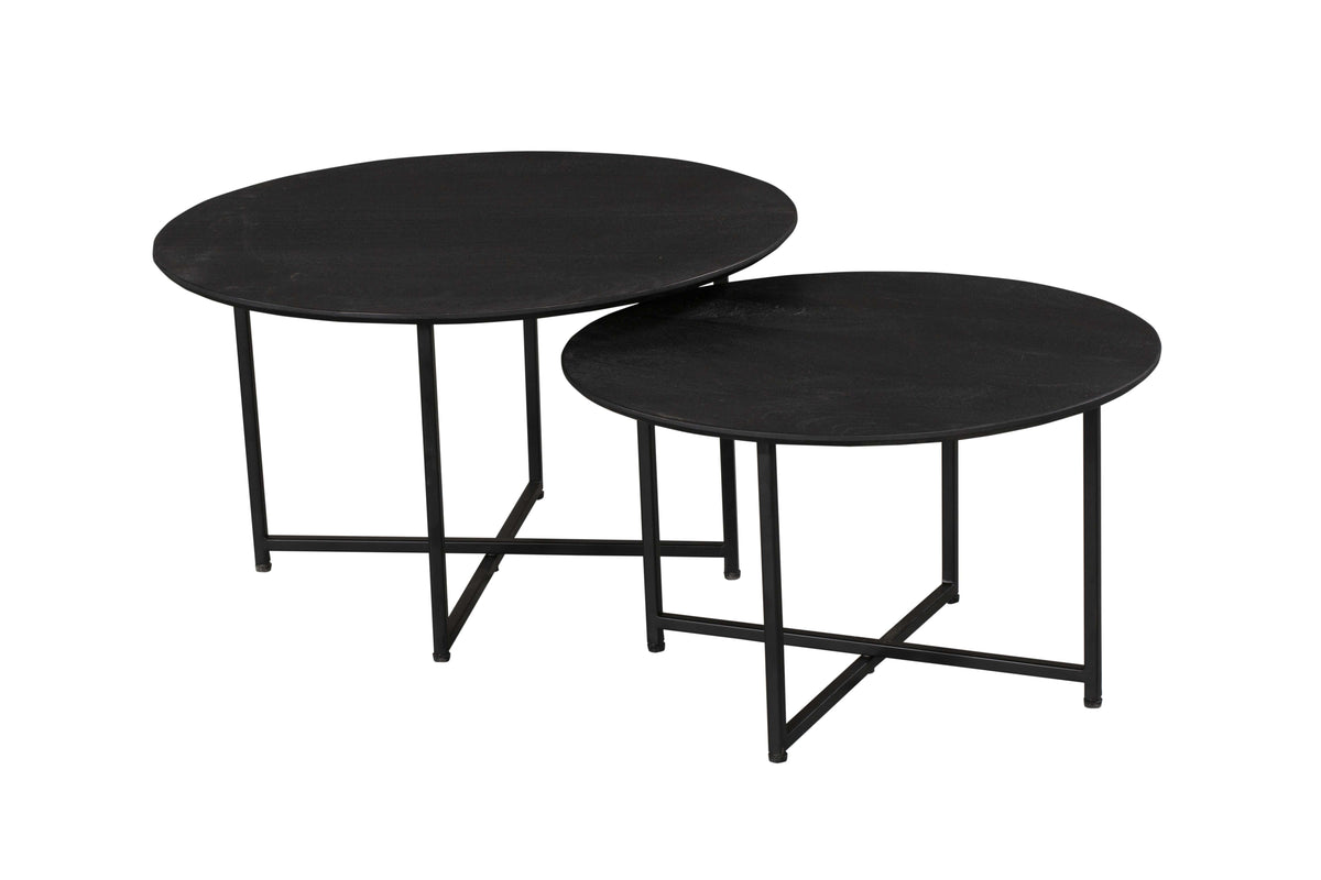 Couchtisch-Set Arlington Schwarz Mangoholz 70 cm
