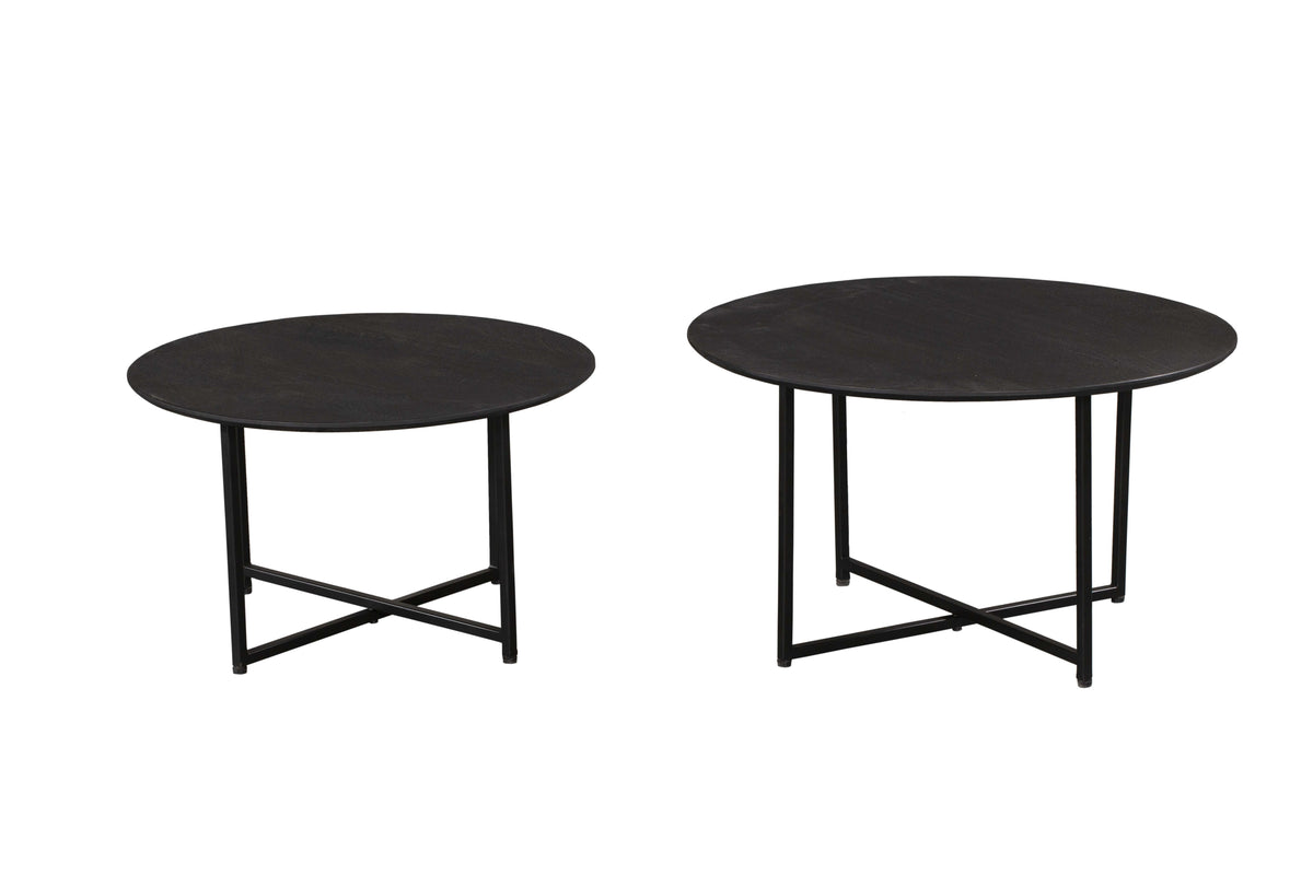 Couchtisch-Set Arlington Schwarz Mangoholz 70 cm