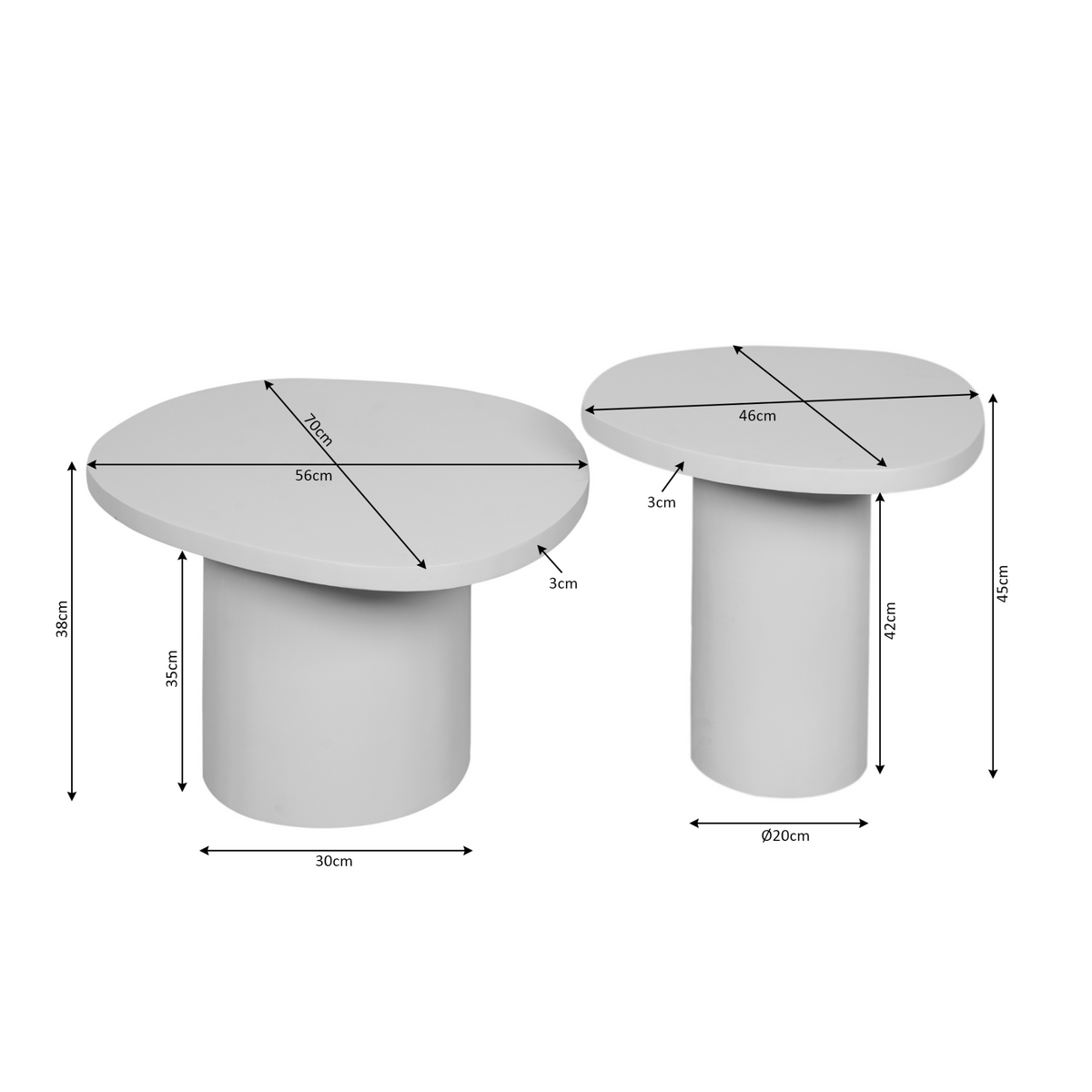 Couchtisch-Set Mirre Braun Mangoholz 70 cm