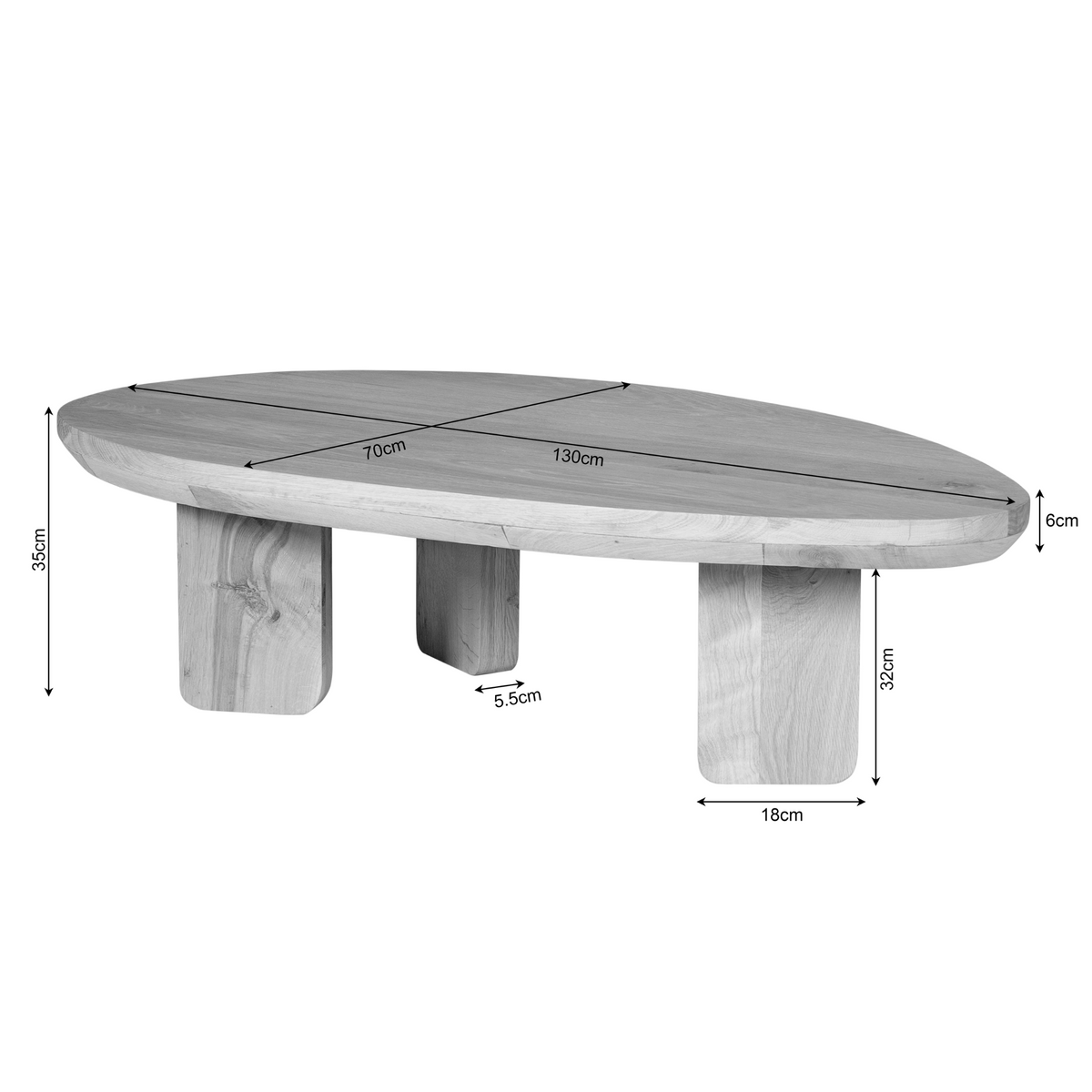 Couchtisch Zillah Braun Eichenholz 130 cm