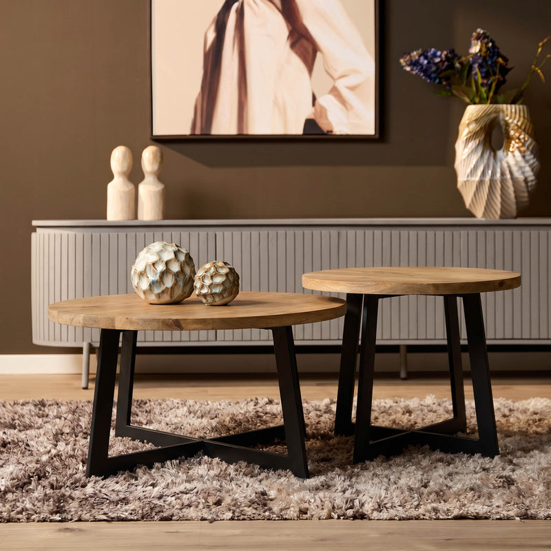 Couchtisch-Set Atlanta Natur Mangoholz 70 cm