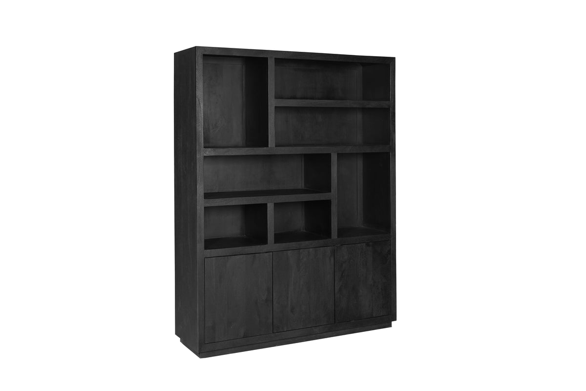 Regal Brussel XL Schwarz Mangoholz 160 cm