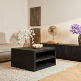 Couchtisch quadratisch Brussel Schwarz Mangoholz 80 cm