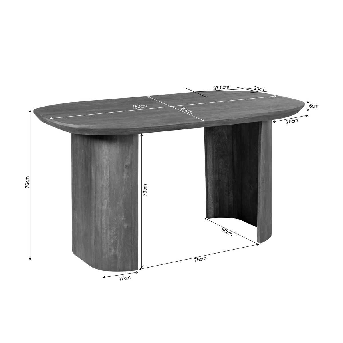 Schreibtisch Maré Braun Mangoholz 150 cm