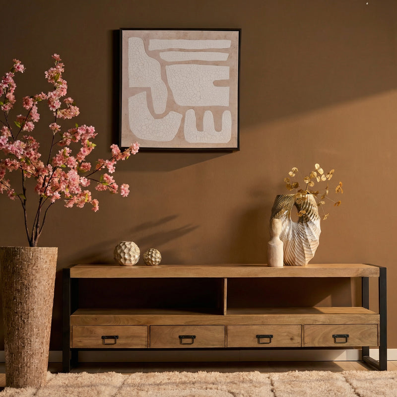 TV-Lowboard Britt Natur Mangoholz 220 cm