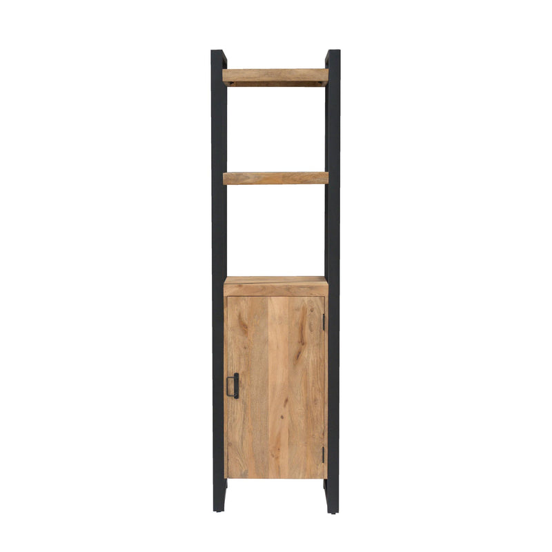 Bücherregal Britt mit Tür Natur Mangoholz 55 cm