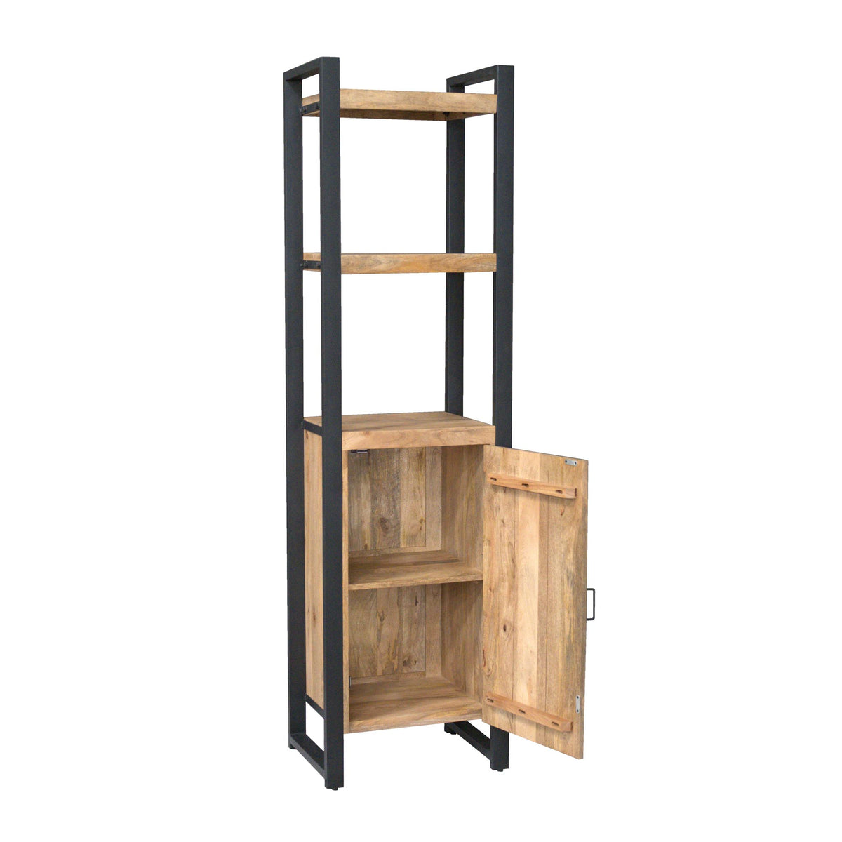 Bücherregal Britt mit Tür Natur Mangoholz 55 cm